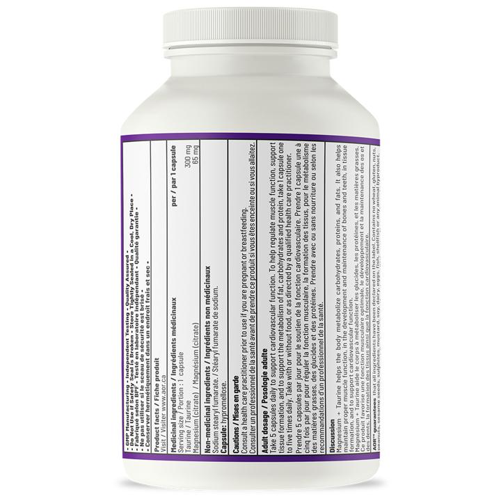 Magnesium + Taurine - 365 mg - 180 veggie capsules