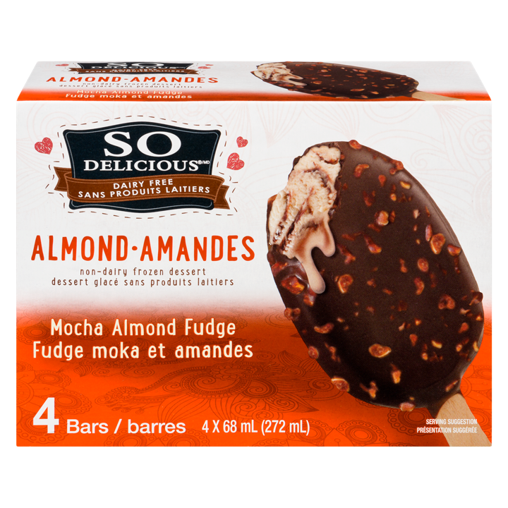 Almond Non-Dairy Frozen Dessert Bars - Mocha Almond Fudge - 4 x 68 ml