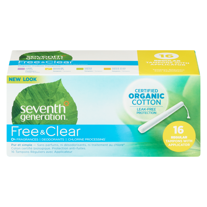 Free &amp; Clear Organic Cotton Tampons - Regular Tampons with Applicator - 16 count