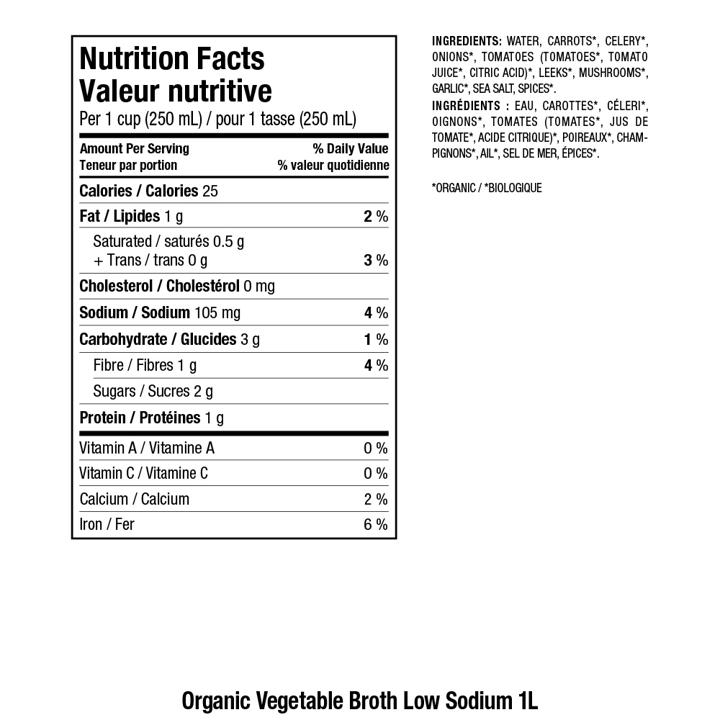 Broth - Vegetable Low Sodium - 1 L