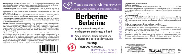 Berberine 500mg - 120 capsules