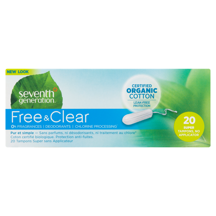 Free &amp; Clear Organic Cotton Tampons - Super Tampons, no Applicator