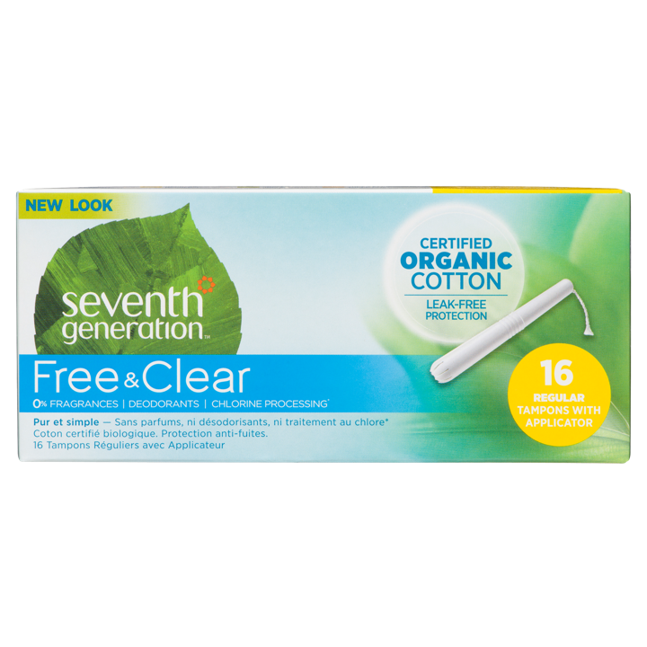 Free &amp; Clear Organic Cotton Tampons - Regular Tampons with Applicator