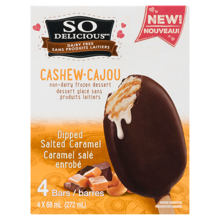 Cashew Non-Dairy Frozen Dessert Bars - Dipped Salted Caramel