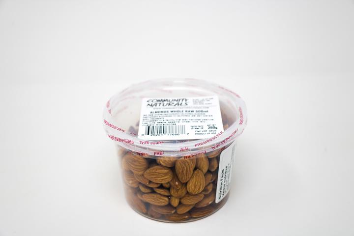 Raw Whole Almonds - 500 ml Container