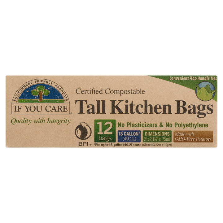Certified Compostable Tall Kitchen Bags - 49.2 L