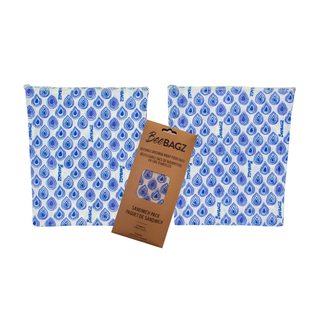 Reusable Beeswax Wrap Food Storage Bags - Blue Sandwich Pack