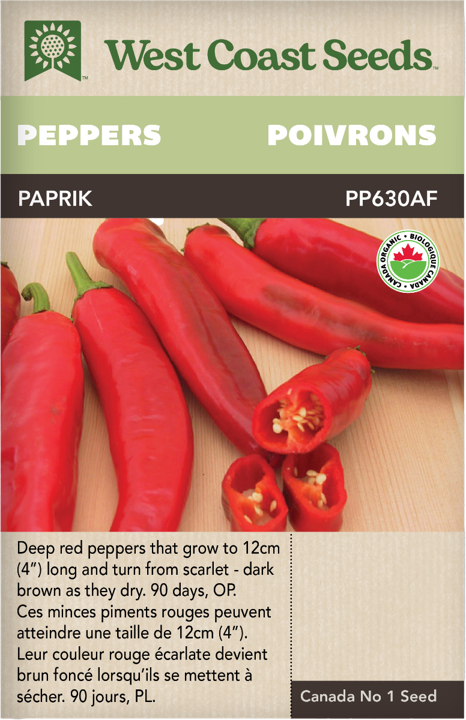 Seeds - Paprik Peppers Certified Organic