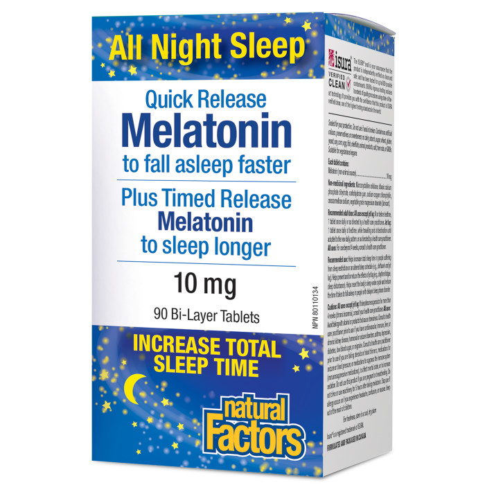 Melatonin Quick Release Plus Timed Release 10 mg Bi-Layer Tablets