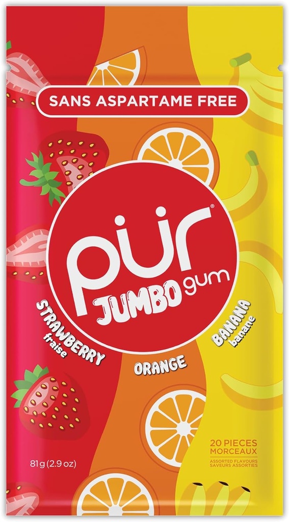 Jumbo Gum Strawberry, Orange, Banana