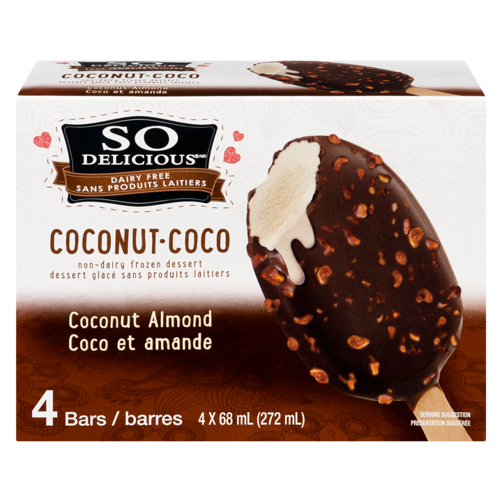 Coconut Milk Non-Dairy Frozen Dessert Bars - Coconut Almond - 4 x 68 ml