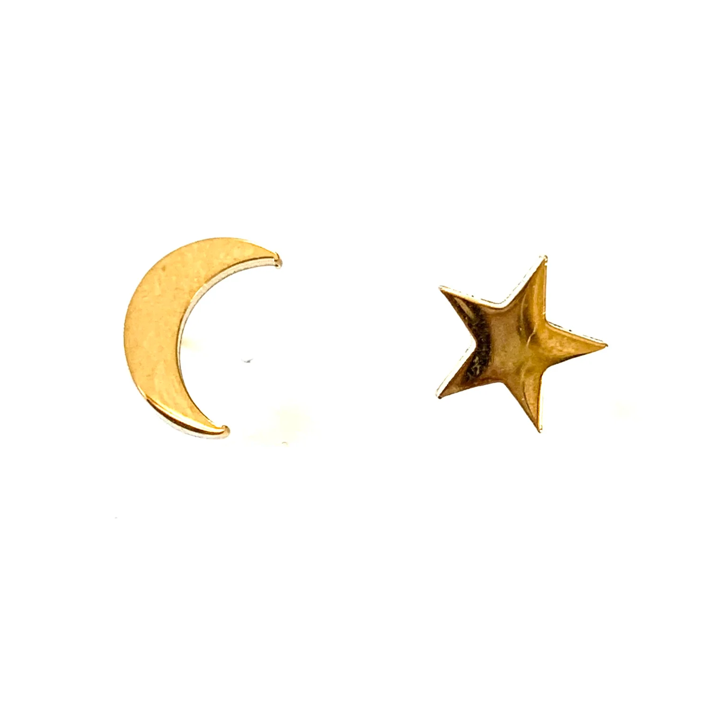 Moon and Star Earrings Gold