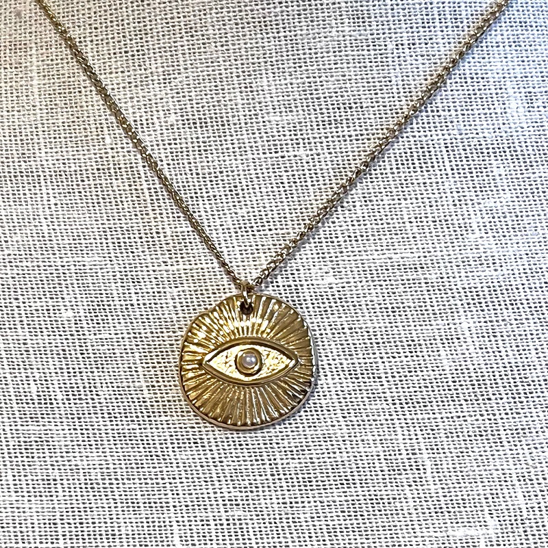 Eye Coin Necklace Gold 